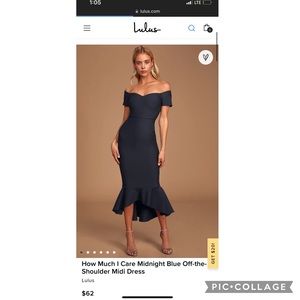 Lulu’s - How Much I Care Midnight Blue off the shoulder midi-dress